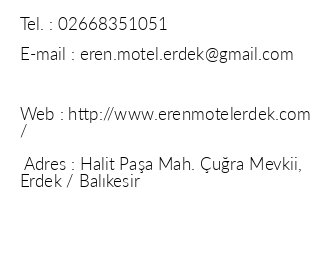 Eren Motel iletiim bilgileri